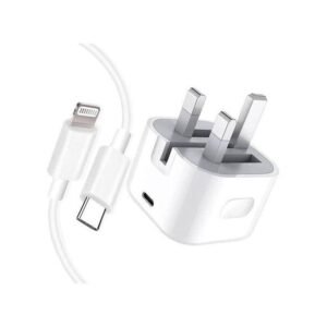 USB-C Fast Wall Charger with Lightning Cable – 3-Pin Plug For iPhone & iPad